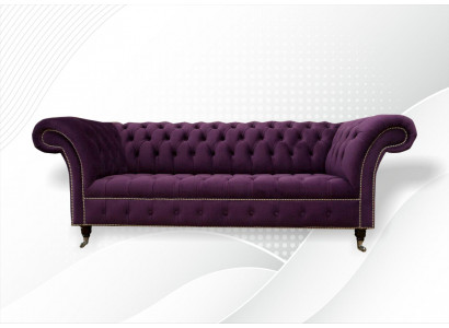 Canapé XXL 3 places Chesterfield en tissu cuir.