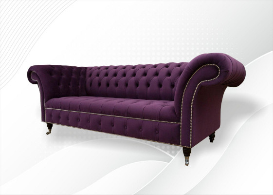 Canapé XXL 3 places Chesterfield en tissu cuir.