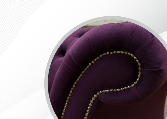 Canapé XXL 3 places Chesterfield en tissu cuir.