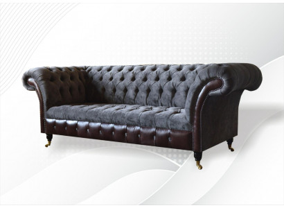 Chesterfield 3 places canapé de salon Tissu textile en tissu de siège