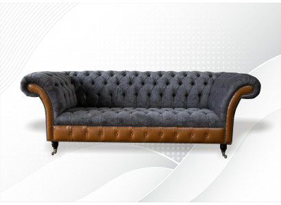 Canapé Chesterfield 3 places en tissu textile gris PropertyInfo_MULCH_Fabric Gray Couches