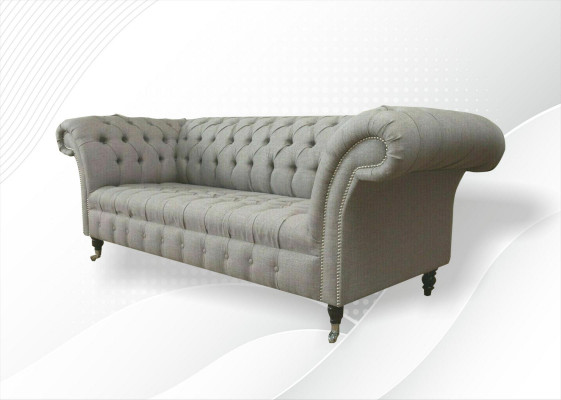 Canapé Chesterfield gris en tissu de revêtement canapé en cuir velours Suite
