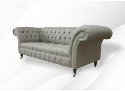 Canapé Chesterfield gris en tissu de revêtement canapé en cuir velours Suite
