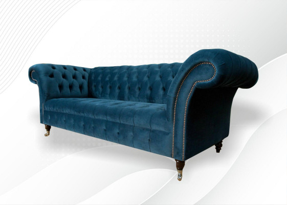 Canapé 3 places XXL Chesterfield en tissu textile rembourré