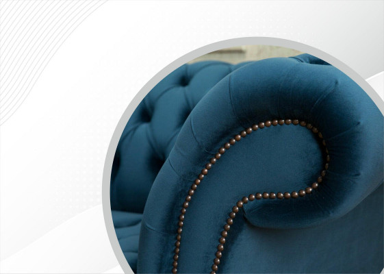 Canapé 3 places XXL Chesterfield en tissu textile rembourré