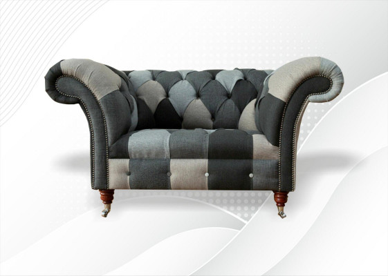 Chesterfield Design Canapé Fauteuil 1.5 Places En Tissu Lounge Club neuf