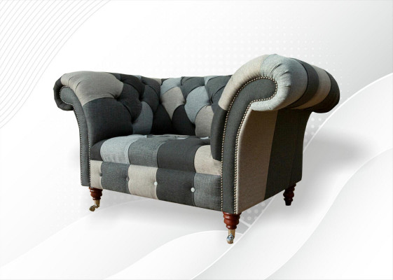 Chesterfield Design Canapé Fauteuil 1.5 Places En Tissu Lounge Club neuf
