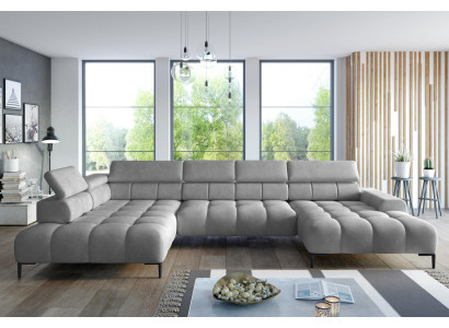 Canapé d'angle en tissu Canapé Canapé Rembourrage de siège d'angle Paysage vivant Groupe d'angle en forme de U Gris