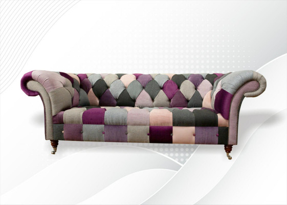 Chesterfield 3-Sitzer Designer Möbel Neues Modernes Design Textile Wohnzimmer Sofas