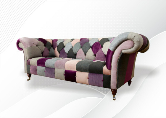 Chesterfield 3-Sitzer Designer Möbel Neues Modernes Design Textile Wohnzimmer Sofas