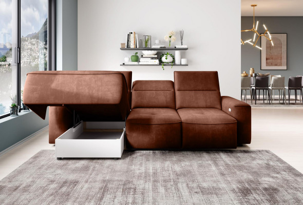 Paysage vivant Canapé Coin Design Canapé moderne Tissu nouveau Canapé d'angle marron Canapé d'angle en forme de L Sofa