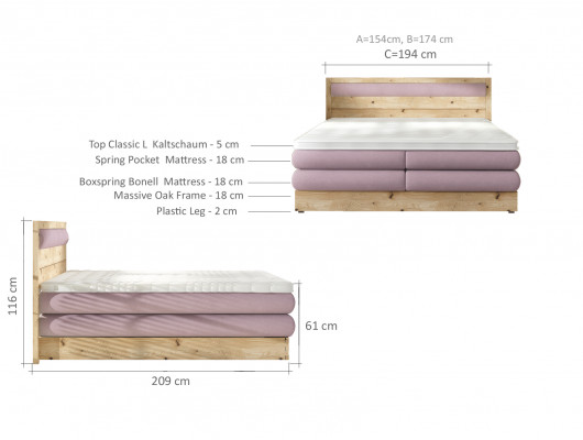 Lit en bois lits de mariage Design Rembourrage Chambre à coucher 180x200 Chambre à coucher italienne mobilier b