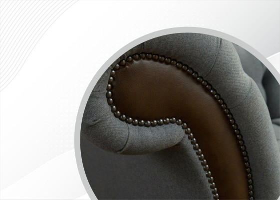 Chesterfield 4 places Canapé en tissu gris Salon Design Rembourrage Grand canapé en tissu Meubles