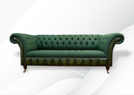 Chesterfield 3 places Canapé de salon vert foncé Conception de textiles de canapé rembourré
