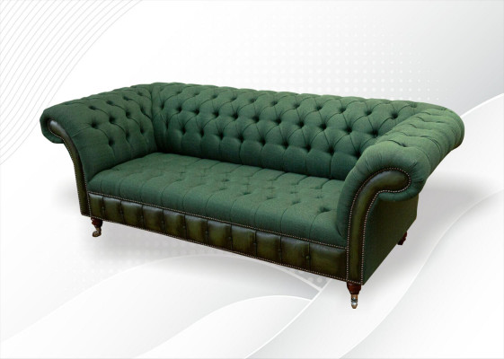 Chesterfield 3 places Canapé de salon vert foncé Conception de textiles de canapé rembourré