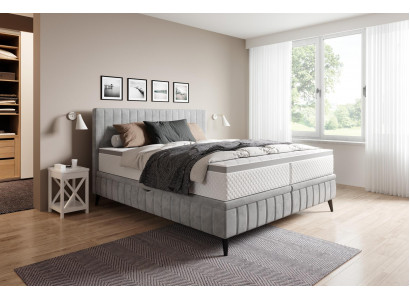 Chambre double en bois Lit 180x200 Lit Classique Lit rembourré de luxe Lit sommier à ressorts