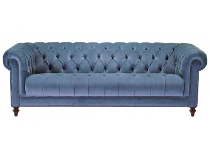 HellBlue Trois canapés design Chesterfield en tissu à trois places - canapés rembourrés originaux, neufs.