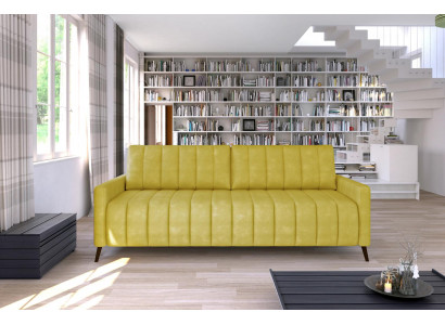 Canapé trois places en tissu design canapé moderne 3 places mobilier de chambre canapé jaune