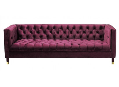 Trois canapés en tissu de salle de séjour en Bourgogne, design Chesterfield, nouvellement rembourrés.