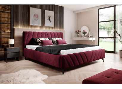 Design de lit de luxe Lits textiles Rembourrage Hôtel 180x200cm Mobilier de chambre Velours