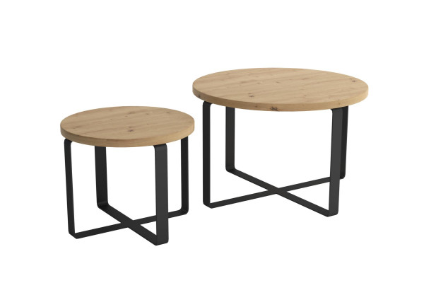 Ensemble de tables basses design pour salon en acier inoxydable 2 pièces. Table d'appoint 2x