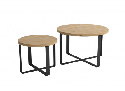 Ensemble de tables basses design pour salon en acier inoxydable 2 pièces. Table d'appoint 2x