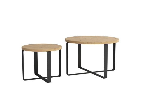Ensemble de tables basses design pour salon en acier inoxydable 2 pièces. Table d'appoint 2x