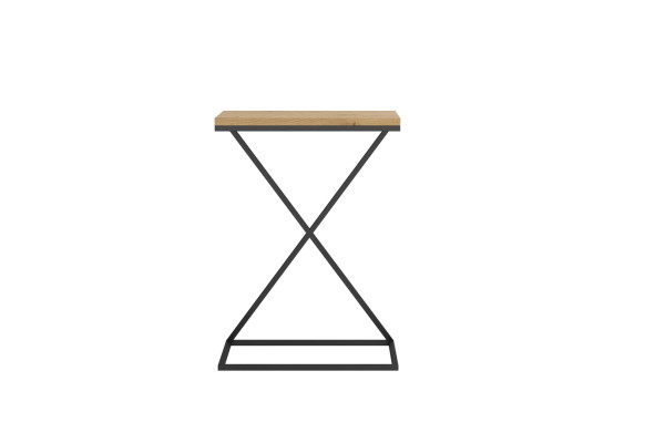 Table d'appoint en bois massif Table de salon en acier inoxydable Console de table