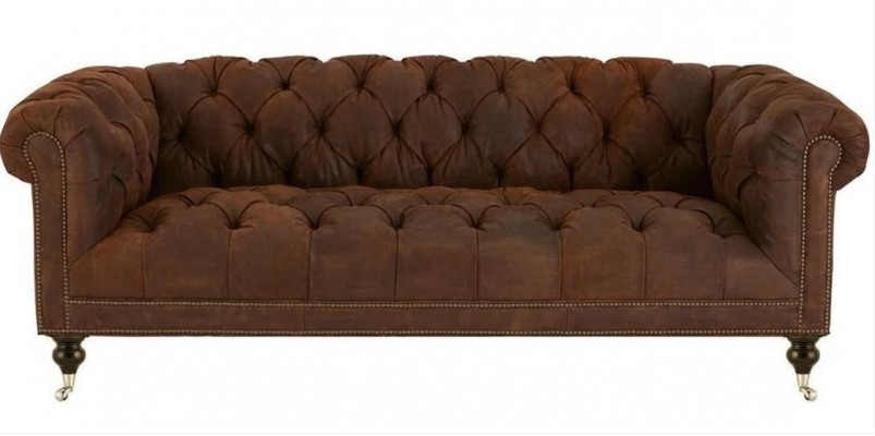 Brown Three Seater Chesterfield Modernes Design Ledersofa Design Möbel Samtstoff