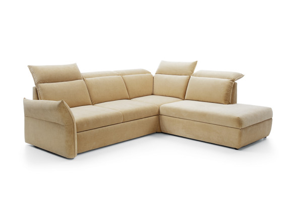 Canapé d'angle en forme de L Beige Canapé d'angle avec fonction de couchage Suite Salon paysager