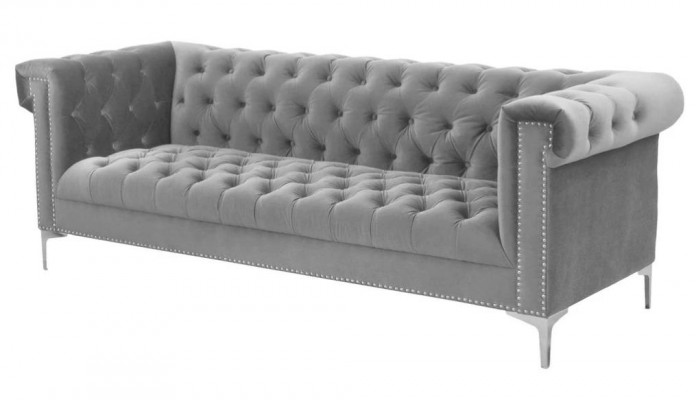 Gris Chesterfield Trois places Tissu Salon Design Canapés Rembourrage Canapés neufs