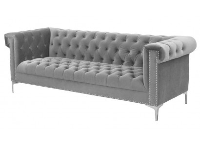 Gris Chesterfield Trois places Tissu Salon Design Canapés Rembourrage Canapés neufs