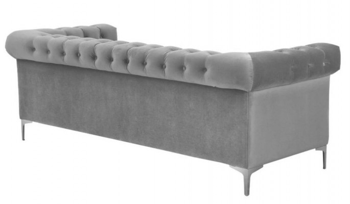 Gris Chesterfield Trois places Tissu Salon Design Canapés Rembourrage Canapés neufs