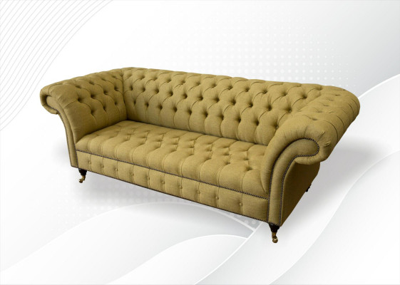 Chesterfield 3 places Canapé design jaune Salon Canapés rembourrés Canapé Sofas Textiles