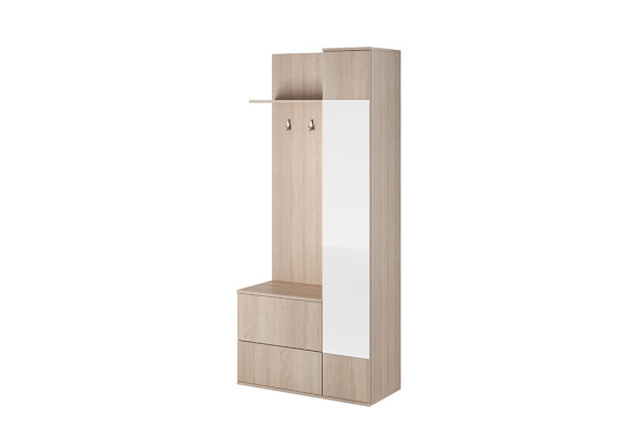Garderobe mit Kleiderständer, Garderobenschrank, Schuhschrank, Spiegelpaneel Flur