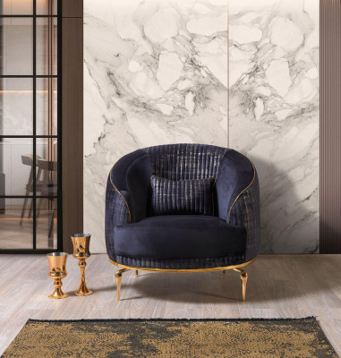 Salon Fauteuil Rembourrage Canapés 1 Place Moderne Textile Neuf Bleu Luxe