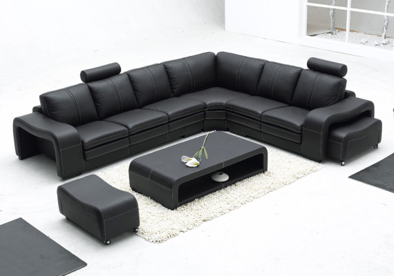 Canapé en cuir canapé canapélandschaft canapé d'angle suite d'angle design moderne nouveau A1109