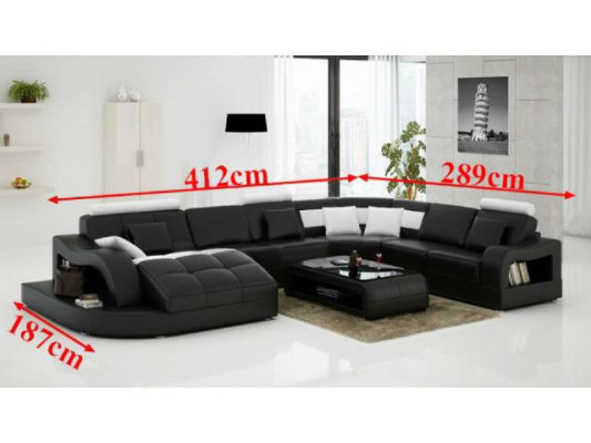 Canapé d'angle design avec méridienne Canapé de canapé de salon en forme de paysage en cuir en forme de U avec USB