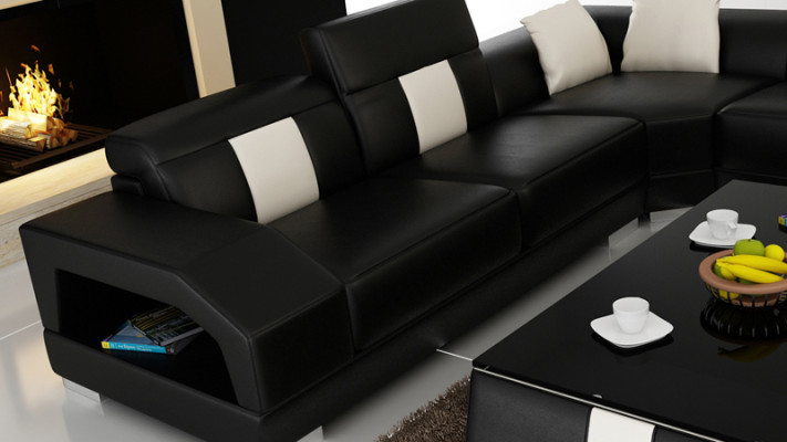 Canapé en cuir canapé Canapé paysage vivant Canapé d'angle Suite d'angle Eck Design Moderne Canapé R7003 nouveau