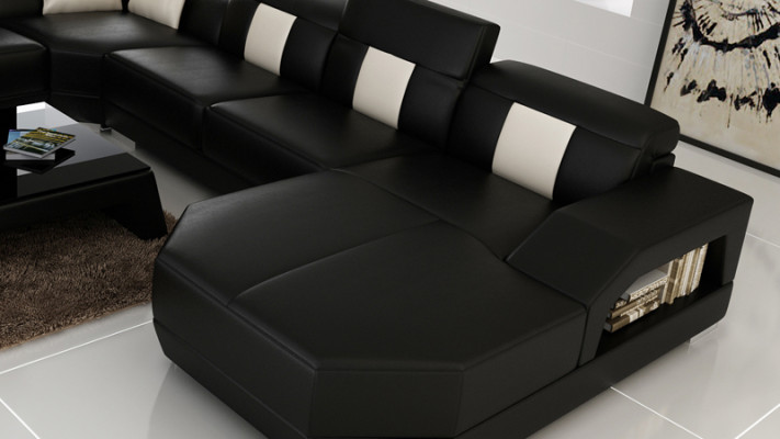 Canapé en cuir canapé Canapé paysage vivant Canapé d'angle Suite d'angle Eck Design Moderne Canapé R7003 nouveau