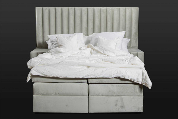Chambre à coucher Ensemble Lit Table de chevet 3 pièces Design Moderne Lits de luxe Gris