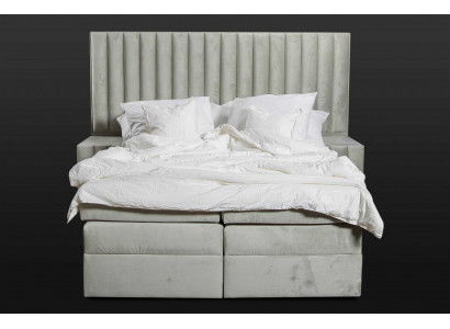 Chambre à coucher Ensemble Lit Table de chevet 3 pièces Design Moderne Lits de luxe Gris