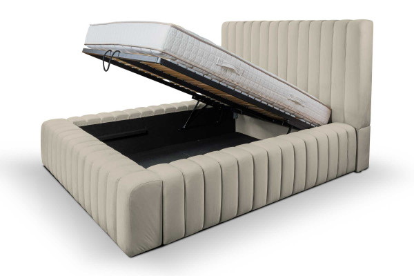 Chambre de luxe Lit Lit double Bois Rembourrage Lits sommier beige