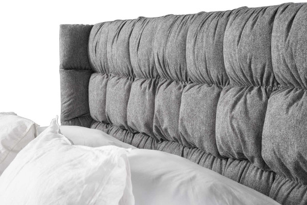 Lit double gris Classique Chambre à coucher Meubles de design Lit en tissu élégant