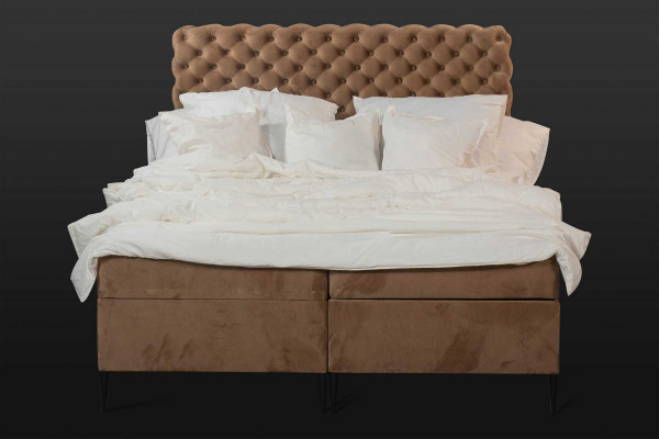 Textile Lit Marron Luxueux Double Design de Chambre Chesterfield Beds