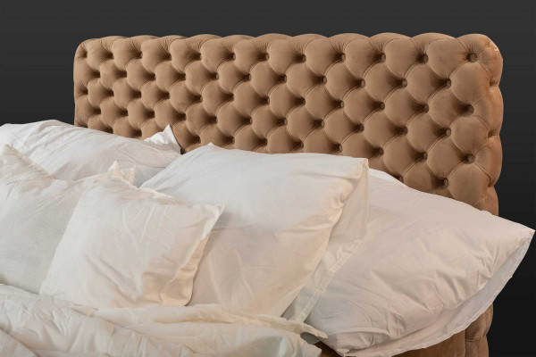 Textile Lit Marron Luxueux Double Design de Chambre Chesterfield Beds