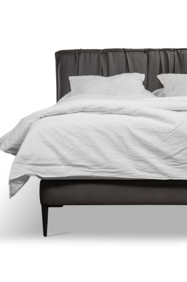 Lit double rembourré gris Cadres de lits Sommier à lattes Design Élégant Lit en tissu
