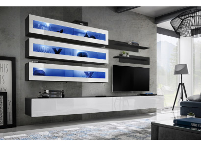 Salon de luxe Meuble design Buffet mural TV console murale de bibliothèque.