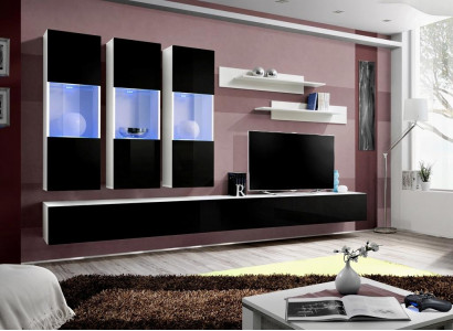 Salle de séjour Unité murale moderne Mobilier en bois de designer Meuble TV Vitrine suspendue de luxe