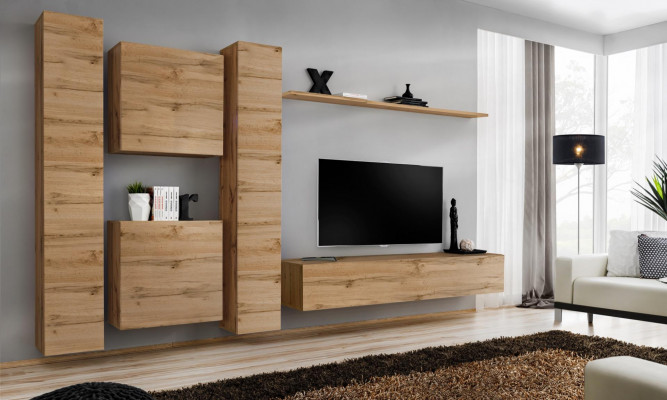 Placard mural Salle de séjour Designer Unité murale Étagère murale Armoire murale en bois